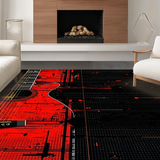 Artistic Black and White Guitar Motif(Red)