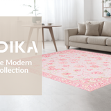 Ultra Soft Area Rug, Non Slip, Stain Resistant, Washable Area Rugs for Living Room, Bedroom, Vibrant Pink Floral Motif(Pink)