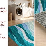 Chic Aqua Hued Textural Waves(Blue)