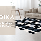 Ultra Soft Area Rug, Non Slip, Stain Resistant, Washable Area Rugs for Living Room, Bedroom, Contemporary Black and White Checkered Aesthetic(Black)