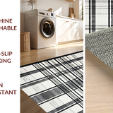 Ultra Soft Area Rug, Non Slip, Stain Resistant, Washable Area Rugs for Living Room, Bedroom, Entryway Accent Rug: Graphic Stripe Woven Floor Covering(Black)