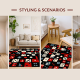 Ultra Soft Area Rug, Non Slip, Stain Resistant, Washable Area Rugs for Living Room, Bedroom, Eclectic Geometric Pattern Fusion(Red)