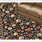Ultra Soft Area Rug, Non Slip, Stain Resistant, Washable Area Rugs for Living Room, Bedroom, Traditional Floral Entryway Non-Shedding Rug(Black)