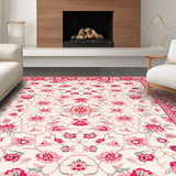 Ultra Soft Area Rug, Non Slip, Stain Resistant, Washable Area Rugs for Living Room, Bedroom, Tranquil Vintage Flower Style(White)