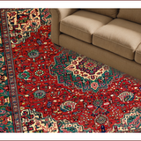 Ultra Soft Area Rug, Non Slip, Stain Resistant, Washable Area Rugs for Living Room, Bedroom, Vibrant Retro Ogee Pattern(Red)