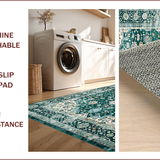Ultra Soft Area Rug, Non Slip, Stain Resistant, Washable Area Rugs for Living Room, Bedroom, Rustic Green Blue Patterned Textile(Blue)