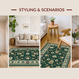 Ultra Soft Area Rug, Non Slip, Stain Resistant, Washable Area Rugs for Living Room, Bedroom, Vibrant Boho Inspired Design(Green)