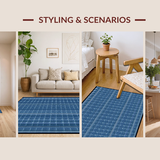 Ultra Soft Area Rug, Non Slip, Stain Resistant, Washable Area Rugs for Living Room, Bedroom, Rustic Tiled Contrast Artwork(Blue)