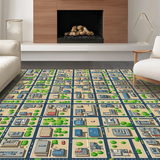 Ultra Soft Area Rug, Non Slip, Stain Resistant, Washable Area Rugs for Living Room, Bedroom, Educational Town Adventure Theme(Brown)