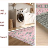 Ultra Soft Area Rug, Non Slip, Stain Resistant, Washable Area Rugs for Living Room, Bedroom, Floral Pastel Boho Elegance(Pink)