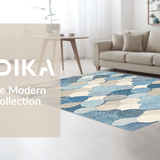 Ultra Soft Area Rug, Non Slip, Stain Resistant, Washable Area Rugs for Living Room, Bedroom, Unique Handcrafted Boho Elegance(Blue)