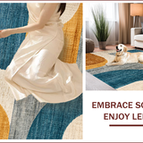 Ultra Soft Area Rug, Non Slip, Stain Resistant, Washable Area Rugs for Living Room, Bedroom, Abstract Checkered Brown Blue Living Room Rug(Gold)