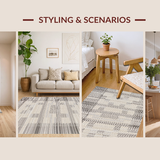 Ultra Soft Area Rug, Non Slip, Stain Resistant, Washable Area Rugs for Living Room, Bedroom, Rustic Earthy Geometric Aesthetics(Beige)