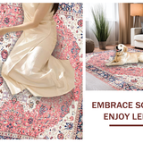 Ultra Soft Area Rug, Non Slip, Stain Resistant, Washable Area Rugs for Living Room, Bedroom, Graceful Traditional Floral Ensemble(Pink)