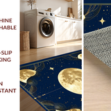 Ultra Soft Area Rug, Non Slip, Stain Resistant, Washable Area Rugs for Living Room, Bedroom, Rustic Celestial Phase Design(Gold)