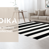 Ultra Soft Area Rug, Non Slip, Stain Resistant, Washable Area Rugs for Living Room, Bedroom, Striped Modern Rug(Black)