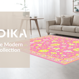 Ultra Soft Area Rug, Non Slip, Stain Resistant, Washable Area Rugs for Living Room, Bedroom, Vibrant Educational Playful Palette(Pink)