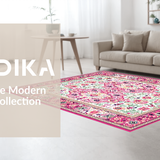 Ultra Soft Area Rug, Non Slip, Stain Resistant, Washable Area Rugs for Living Room, Bedroom, Feminine Elegant Floral Tapestry(White)