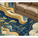 Ultra Soft Area Rug, Non Slip, Stain Resistant, Washable Area Rugs for Living Room, Bedroom, Colorful Tibetan Tiger Living Room Non-Slip Rug(Blue)