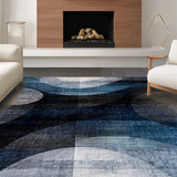 Ultra Soft Area Rug, Non Slip, Stain Resistant, Washable Area Rugs for Living Room, Bedroom, Gradient Abstract Striped Area Rug(Blue)