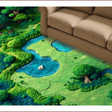 Ultra Soft Area Rug, Non Slip, Stain Resistant, Washable Area Rugs for Living Room, Bedroom, Educational Earth Tones Map Motif(Green)