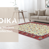 Ultra Soft Area Rug, Non Slip, Stain Resistant, Washable Area Rugs for Living Room, Bedroom, Contemporary Vibrant Curved Patterns(Red)