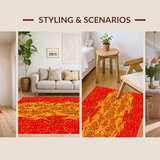 Ultra Soft Area Rug, Non Slip, Stain Resistant, Washable Area Rugs for Living Room, Bedroom, Contemporary 3D Flame Art Vibe(Red)