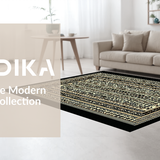 Ultra Soft Area Rug, Non Slip, Stain Resistant, Washable Area Rugs for Living Room, Bedroom, Minimalist Black Beige Statement Piece(Gold)