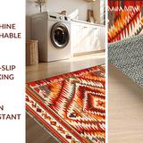 Ultra Soft Area Rug, Non Slip, Stain Resistant, Washable Area Rugs for Living Room, Bedroom, Elegant Southwestern Medallion Style(Orange)