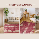 Ultra Soft Area Rug, Non Slip, Stain Resistant, Washable Area Rugs for Living Room, Bedroom, Unique Animal Print Boho Vibe(Red)