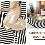 Ultra Soft Area Rug, Non Slip, Stain Resistant, Washable Area Rugs for Living Room, Bedroom, Modern Stripe Carpet(Black)