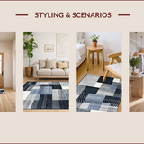 Ultra Soft Area Rug, Non Slip, Stain Resistant, Washable Area Rugs for Living Room, Bedroom, Contemporary Abstract Grey Tones(Blue)