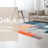 Ultra Soft Area Rug, Non Slip, Stain Resistant, Washable Area Rugs for Living Room, Bedroom, Peach/Blue Color Block Rug for Floor(Gray)
