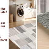Ultra Soft Area Rug, Non Slip, Stain Resistant, Washable Area Rugs for Living Room, Bedroom, Vibrant Contemporary Medallion Style(Beige)