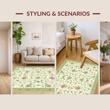 Ultra Soft Area Rug, Non Slip, Stain Resistant, Washable Area Rugs for Living Room, Bedroom, Artful Organic Pattern Fusion(Ivory)