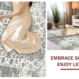 Ultra Soft Area Rug, Non Slip, Stain Resistant, Washable Area Rugs for Living Room, Bedroom, Rustic Taupe Damask Harmony(Beige)
