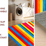 Ultra Soft Area Rug, Non Slip, Stain Resistant, Washable Area Rugs for Living Room, Bedroom, Fun Cheerful Stripe Fusion(Red)