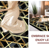 Ultra Soft Area Rug, Non Slip, Stain Resistant, Washable Area Rugs for Living Room, Bedroom, Art Deco Golden Scales Motif(Black)