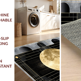 Ultra Soft Area Rug, Non Slip, Stain Resistant, Washable Area Rugs for Living Room, Bedroom, Edgy Minimalist Linear Design(Gold)