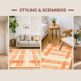 Ultra Soft Area Rug, Non Slip, Stain Resistant, Washable Area Rugs for Living Room, Bedroom, Chic Vibrant Curvilinear Motif(Orange)
