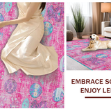 Ultra Soft Area Rug, Non Slip, Stain Resistant, Washable Area Rugs for Living Room, Bedroom, Eclectic Colorful Egg Imagery(Pink)
