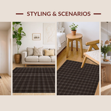 Ultra Soft Area Rug, Non Slip, Stain Resistant, Washable Area Rugs for Living Room, Bedroom, Contemporary Checkered Earthy Tones(Brown)