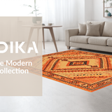 Ultra Soft Area Rug, Non Slip, Stain Resistant, Washable Area Rugs for Living Room, Bedroom, Vibrant Diamond Patterned Aesthetic(Orange)