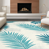 Ultra Soft Area Rug, Non Slip, Stain Resistant, Washable Area Rugs for Living Room, Bedroom, Chic Aqua Tones with Leaf Patterns(Blue)