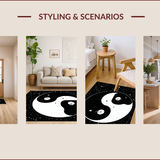 Ultra Soft Area Rug, Non Slip, Stain Resistant, Washable Area Rugs for Living Room, Bedroom, Charming Cat-Inspired Yin Yang Design(Black)