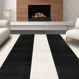 Ultra Soft Area Rug, Non Slip, Stain Resistant, Washable Area Rugs for Living Room, Bedroom, Contrasting Parallel Line Design Washable Handcrafted Farmhouse Rug(Black)