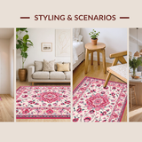 Ultra Soft Area Rug, Non Slip, Stain Resistant, Washable Area Rugs for Living Room, Bedroom, Modern Pastel Floral Fusion(White)