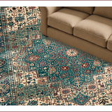 Ultra Soft Area Rug, Non Slip, Stain Resistant, Washable Area Rugs for Living Room, Bedroom, Eclectic Floral Patchwork Aesthetic(Blue)