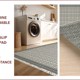 Ultra Soft Area Rug, Non Slip, Stain Resistant, Washable Area Rugs for Living Room, Bedroom, Textured Grid Design in Neutral Tones(Gray)