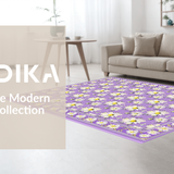 Ultra Soft Area Rug, Non Slip, Stain Resistant, Washable Area Rugs for Living Room, Bedroom, Cute Lavender Blooming Style(Purple)